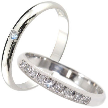 かざり屋 ジュエリー 30代 40代 50代 結婚指輪 ペア ペアセット マリッジリング シンプル 甲丸 ペアリング プラチナ ダイヤモンド ブルームーンストー...