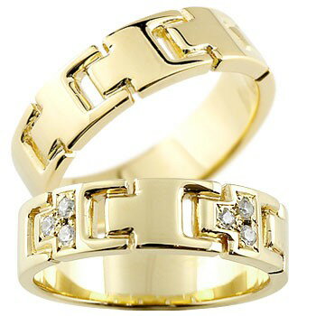 18金 ペアリング マリッジリング レディース メンズ 男女 結婚指輪 結婚記念リング ウェディングリング ウェディングバンド イエローゴールドk18 ダイヤモ...