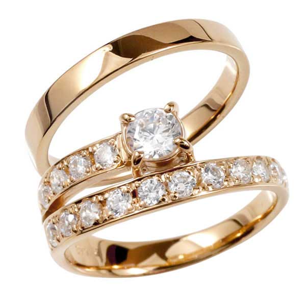 18金 ペアリング ピンクゴールドk18 18k ダイヤモンド エタニティ リング 大粒 ダイヤ 結婚指輪 マリッジリング 笑顔になるジュエリー お守り 大きい...