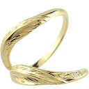 かざり屋 ジュエリー 30代 40代 50代 18金 ペアリング カップル 2個セットV字 ダイヤモンド 羽 フェザー イエローゴールドk18 ハンドメイド 1...