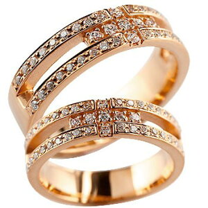 18金 クロス ペアリング 結婚指輪 マリッジリング ダイヤモンド ダイヤ ピンクゴールドk18 幅広 18k 笑顔になるジュエリー お守り 大きいサイズ対応 人気 おしゃれ 大人 普段使い ジュエリー