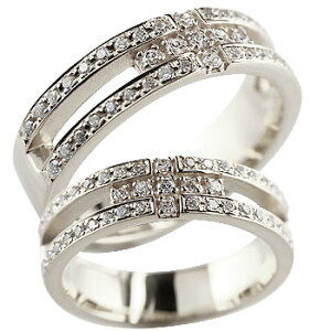 [GW限定10％OFFクーポン]クロス プラチナ ペアリング 結婚指輪 マリッジリング ダイヤモンド ダイヤ 幅広 ユニセックス 【ありがとうやおめでとうを伝えよう・プレゼント・誕生日・お祝い】