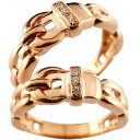 18金 ペアリング 結婚指輪 マリッジリング ダイヤモンド ダイヤ ピンクゴールドk18 ベルト バックル デザイン 【楽ギフ_包装】