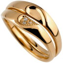 18金 ペアリング ダイヤモンド 結婚指輪 マリッジリング ハート ピンクゴールドk18 ミル打ち 合わせるとハート ハンドメイド 2本セット 18k 笑顔になるジュエリー お守り 大きいサイズ対応