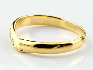 ペアリング カップル 2個セット結婚指輪 マリッジリング イエローゴールドk18 ダイヤモンド 18金 ユニセックス オリジナルジュエリー