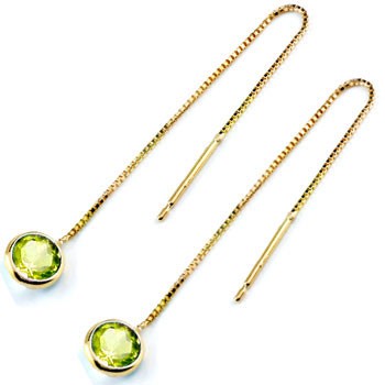 かざり屋 ジュエリー 30代 40代 50代 ロングピアス ペリドット イエローゴールドk18 アメリカンピアス ピアス揺れる 天然石 ユニセックス