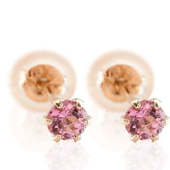 [ポスト太め0.9ミリ] 18金 ピアス ピンクトルマリン ピアス ピンクゴールドk18 スタッドピアス k18 10月誕生石 レディース メンズ