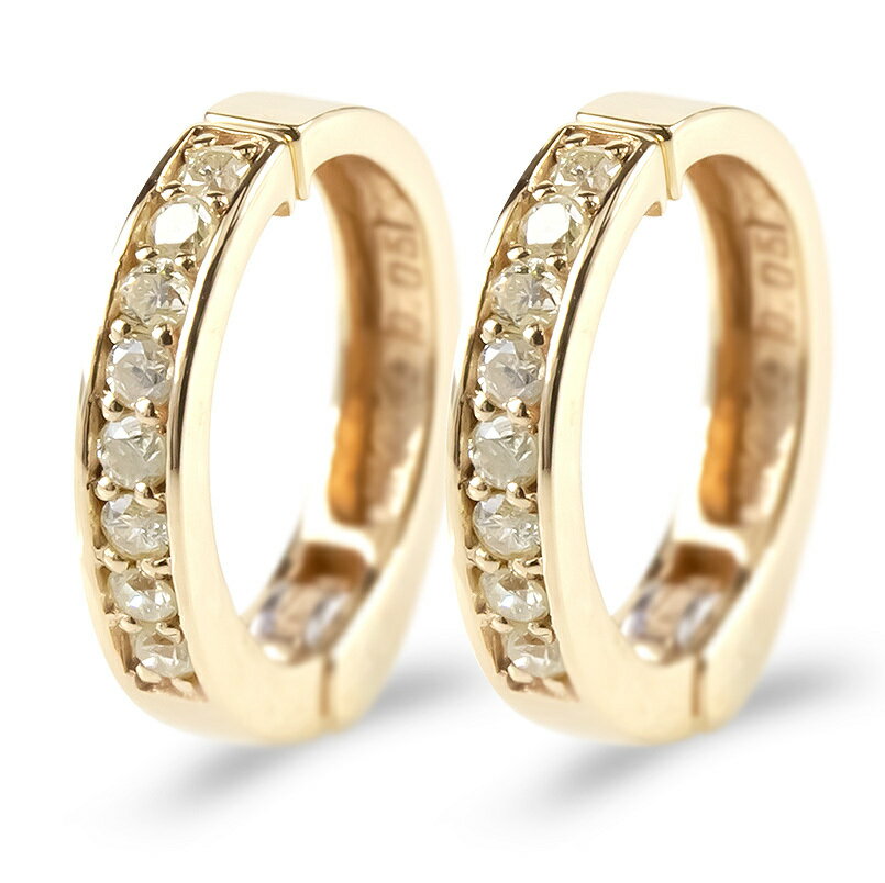 【最短発送】 10金 ピアリング 正規品 イヤリング ダイヤモンド イエローゴールドk10 フープレディース..