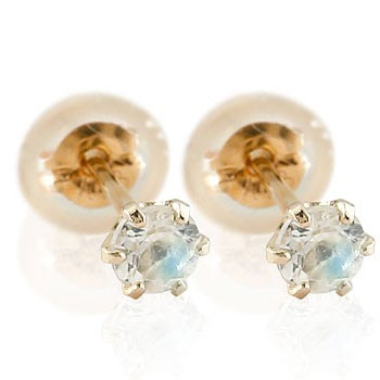 18金 ピアス ブルームーンストーン ピアス ピンクゴールドk18 スタッドピアス k18 6月誕生石 男女兼用 ..