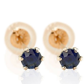 18金 ピアス サファイア ピアス ピンクゴールドk18 スタッドピアス k18 9月の誕生石 男女兼用 ユニセッ..