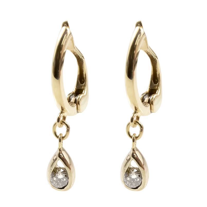 【最短発送】 10金 イヤリング ゴールド ピアリング 正規品 ダイヤモンド 一粒 レディース ドロップ イエローゴールドk10 10k フープ