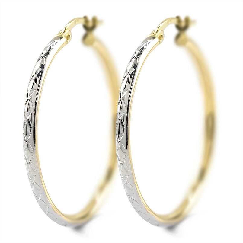 かざり屋 ジュエリー 30代 40代 50代 【最短発送】 18金 ピアス フープピアス ピアス リング コンビ イ..