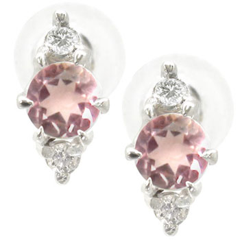 [10％OFF]プラチナ ピアス ピンクトルマリンピアスダイヤモンド プラチナ900PT900
