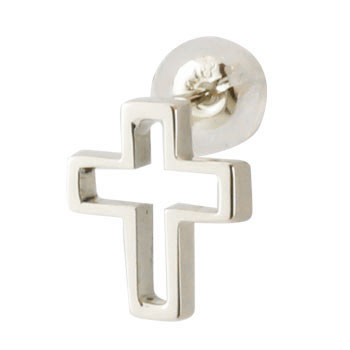 18金 ピアス 片耳 クロス ピアス 十字架 ホワイトゴールドk18 18k 地金ピアス Cross レディース メンズ