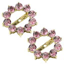 18金 ピアス ピアスパーツ ピアスジャケット バックチャーム ピアス フラワー 花 ピンクトルマリン イエローゴールドk18 18k 天然石 10月誕生石 スタッドピアス用 シンプル レディース オリジナルジュエリー