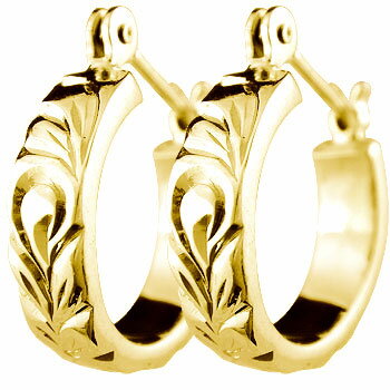 かざり屋 ジュエリー 30代 40代 50代 18金 ピアス ハワイアン ピアス フープピアス イエローゴールドk18 フラワーモチーフ 手作りピアス 石なし ...