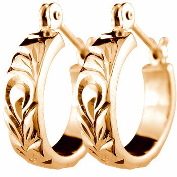 かざり屋 ジュエリー 30代 40代 50代 18金 ハワイアン ピアス フープピアス ピンクゴールドk18 フラワーモチーフ 手作りピアス 石なし 18k レ...