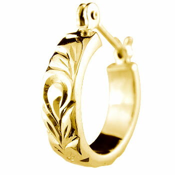 かざり屋 ジュエリー 30代 40代 50代 18金 ピアス 片耳ピアス ハワイアン ピアス フープピアス イエローゴールドk18 フラワーモチーフ 手作りピア...