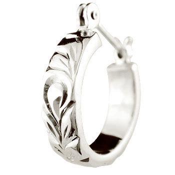 かざり屋 ジュエリー 30代 40代 50代 プラチナ ピアス 片耳ピアス ハワイアン ピアス フープピアス プラチナ900 フラワーモチーフ 手作りピアス P...