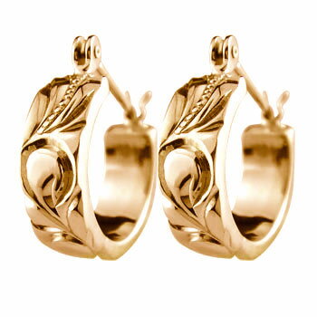 18金 ピアス ハワイアン ピアス フープピアス ピンクゴールドk18 フラワーモチーフ 手作りピアス 石なし 18k レディース メンズ