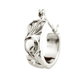 かざり屋 ジュエリー 30代 40代 50代 片耳ピアス ハワイアン ピアス フープピアス プラチナ900 フラワーモチーフ PT900 石なし ハワイアン ジ...