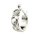 18金 ピアス 片耳ピアス ハワイアン ピアス フープピアス ホワイトゴールドk18 フラワーモチーフ 手作りピアス 石なし 18k レディース メンズ