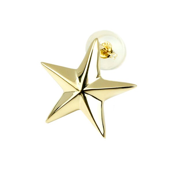 [ポスト太め0.9ミリ] 18金 ピアス 片耳ピアス 星 スター イエローゴールドk18 スタッドピアス ファーストピアス 地金 シンプル メンズ レディース