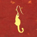【最短発送】 24金 純金 ピアス片耳ピアス 猫 フックピアス レディース ゴールド 24k 18k 18金 揺れる ゆれる ねこ ネコ 女性(4)