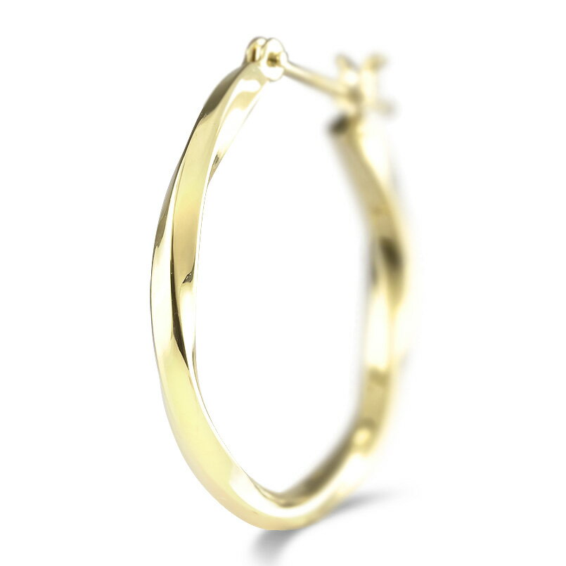 【最短発送】 18金 ピアス フープピアス 片耳 メンズ 地金 ジュエリー ひねり ゴールド 18k リング イエローゴールドk18 男性 オリジナルジュエリー