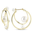 【最短発送】 18金 フープピアス 真珠 パール 2連 ゴールド 18k ピアス フープ ペア 大ぶり イエローゴールドk18 フォーマル アコヤ真珠 フォーマ...