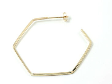 フープピアス イエローゴールドk10 10金 ヘキサゴン 大きめ ワッカ 輪 地金 石なし ピアス 六角形 地金 レディース【楽ギフ_包装】【コンビニ受取対応商品】 送料無料