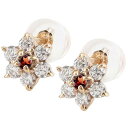 18金 ピアス ダイヤモンドピアス 花 フラワー ピアス ガーネット ピンクゴールドk18 18k スタッドピアス 天然石 ダイヤ 1月誕生石 レディース