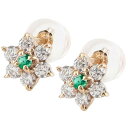 18金 ピアス ダイヤモンド エメラルド ピアス ピンクゴールドk18 花 フラワー スタッドピアス レディース 天然石 ダイヤ 5月誕生石 レディース 男女兼用 ユニセックス 男女問わず