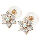 18金 ピアス ダイヤモンドピアス 花 フラワー ピアス サンタマリアアクアマリン ピンクゴールドk18 18k スタッドピアス 天然石 ダイヤ 1月誕生石 レディース