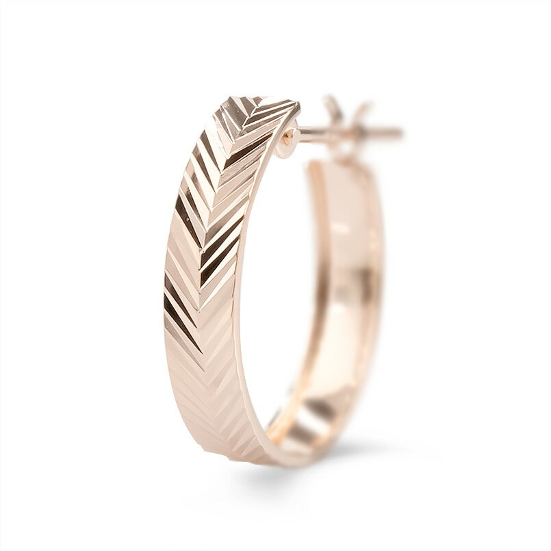 かざり屋 ジュエリー 30代 40代 50代 【最短発送】 18金 ピアス ピアス 片耳 フープピアス カットデザイン ゴールド ピンクゴールドk18 18k レディース メンズ