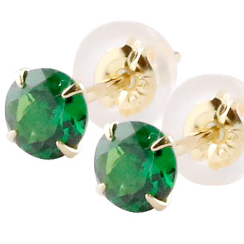 [ポスト太め0.9ミリ] 18金 ピアス グリーンガーネット ピアス イエローゴールドk18 18k 1月の誕生石ガーネット レディース メンズ 男女兼用 ユニセックス 男女問わず