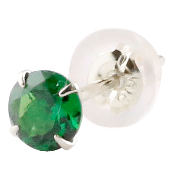 かざり屋 ジュエリー 30代 40代 50代 18金 ピアス 片耳ピアス グリーンガーネット ホワイトゴールドk18 1月の誕生石 片方の片側ピアスとして レディース メンズ 18k