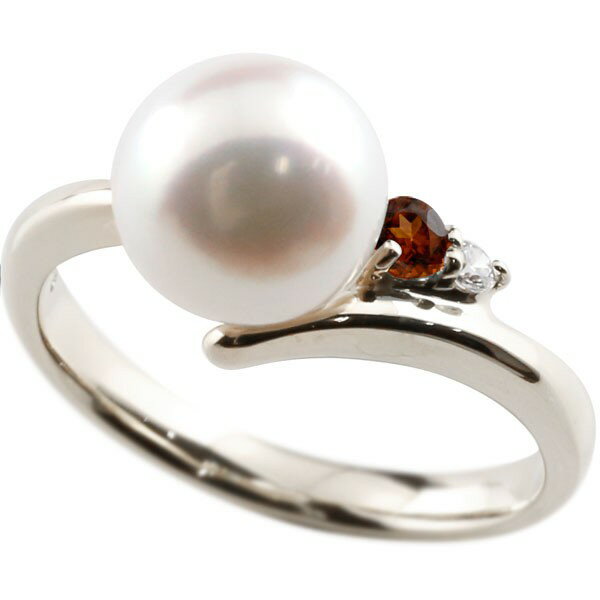 楽天かざり屋【プラチナ10％OFFクーポン 】真珠 指輪 パール プラチナ900 ガーネット ダイヤモンド リング ピンキーリング 本真珠 ダイヤ ユニセックス 【ありがとうやおめでとうを伝えよう・プレゼント・誕生日・お祝い】