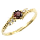 18金 リング ダイヤモンド ガーネット 一粒 指輪 18k イエローゴールドk18 ゴールド 婚約指輪 ピンキーリング 大粒 ミル打ち 女性 レディース 大人ジュエリー オリジナルデザイン(4)