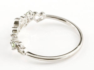 ［送料無料]オープンハート リング ホワイトゴールドk18 ペリドット 8月誕生石 ダイヤモンド ピンキーリング リング 指輪 重ね付け 18金 18k 華奢 細め 細身 かわいい キュート レディース【楽ギフ_包装】【コンビニ受取対応商品】　大きいサイズ対応 送料無料