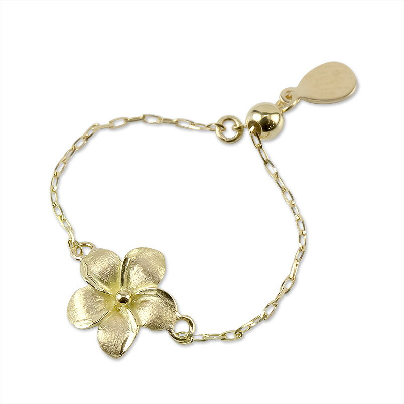 18金 チェーンリング プルメリア フリーサイズ リング スライド ゴールド イエローゴールドk18 18k 指輪 地金 シンプル ピンキーリング サムリング ミディリング ジュエリー