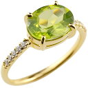 18金 リング ペリドット ダイヤモンド 指輪 ピンキーイエローゴールドk18 8月誕生石 レディース 18k 笑顔になるジュエリー お守り 大きいサイズ対応 ...