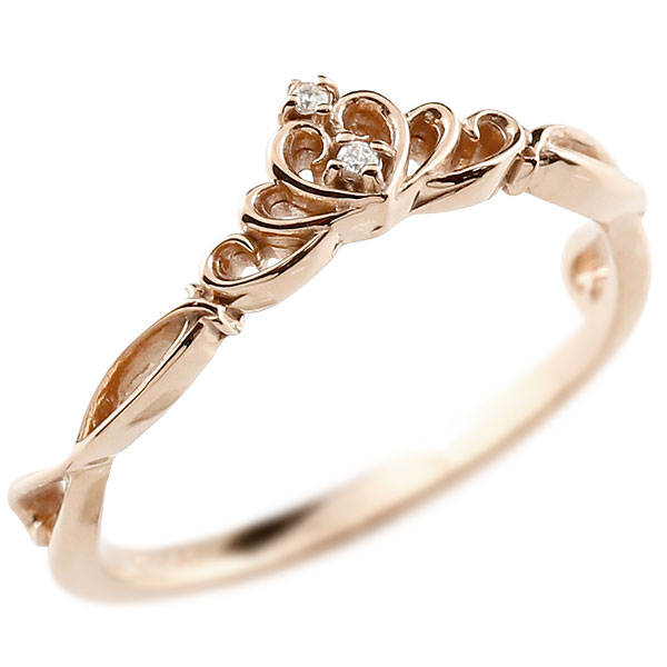 婚約指輪 エンゲージリング プロポーズリング レディース 女性 彼女 妻エンゲージ ブライダル 結婚記念日 10金 リング ティアラリング ダイヤモンド ダイヤ シンプル 指輪 ピンクゴールドk10 華奢リング 重ね付け 指輪 細め 細身 アンティーク 重ねづけ リング