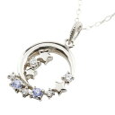 星 月 プラチナネックレス タンザナイト ダイヤモンド ペンダント スター 流れ星 12月誕生石 レディース