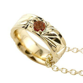 ハワイアンジュエリー ハワイアンペンダント ベビーリング ガーネット イエローゴールドk18 18k ネックレス 記念 思い出 お守り ハワイ ペンダントトップ...