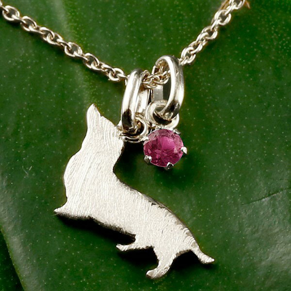 誕生石 18金 ダックス ダックスフンド ネックレス ペンダント 犬 いぬ イヌ 犬モチーフ ホワイトゴールドk18 k18wg ペットジュエリー 一粒 天然石 ルビー 7月誕生石 かわいいペンダントトップ レディース 笑顔になるジュエリー お守り 人気 おしゃれ 大人 普段使い ジュエリー