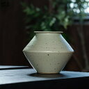 ドライフラワー用花器 生け花用花器 陶器花器 陶磁製花器 和式装飾 シンプル 日系デザイン 復古 ヴィンテージ ホワイト グリーン