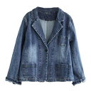 大きいサイズ 秋ジャケット デニムジャケット テーラードジャケット 春服 送料無料 長袖 デニムジャケット 春物 50代 ジージャン