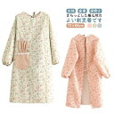 かっぽう ストライプ ポケット付き ウェア 女性 割烹着 かわいい キッチン オーバーサイズ レディース ウエアタイプ きれい 無地