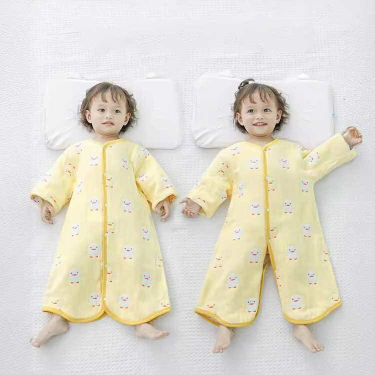 あったか 防寒 ロング 寝冷え対策 ガウン ベビー服 綿 コットン 厚手 6重ガーゼ 長袖 着る毛布 赤ちゃん 子供 キッズ スリーパー